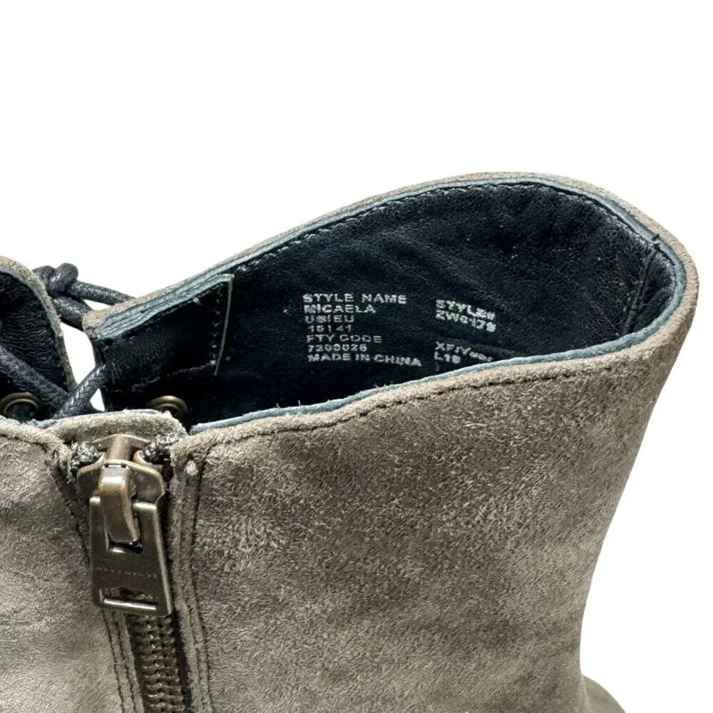 AllSaints Womens Boots Green/gray Olive‎ Suede Micaela Peep Toe Ankle size 10