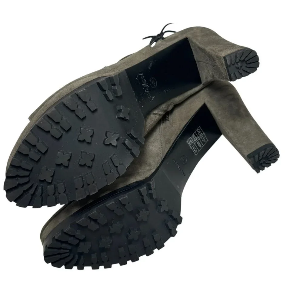 AllSaints Womens Boots Green/gray Olive‎ Suede Micaela Peep Toe Ankle size 10