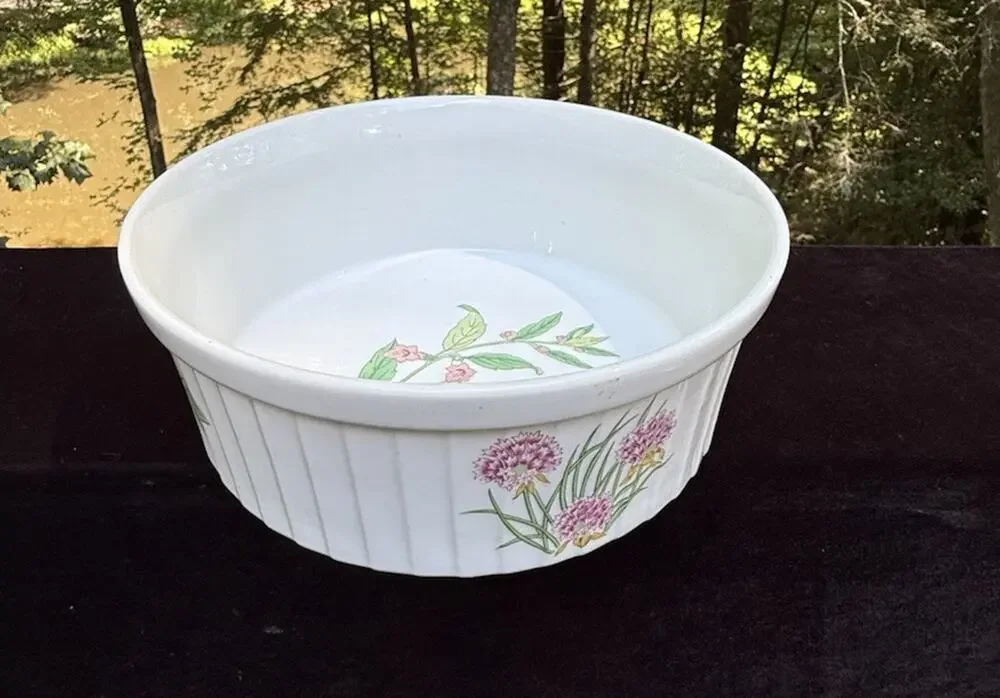 Vintage Shafford Souffle Dish Herbs and Spices Porcelain 7.5 inch