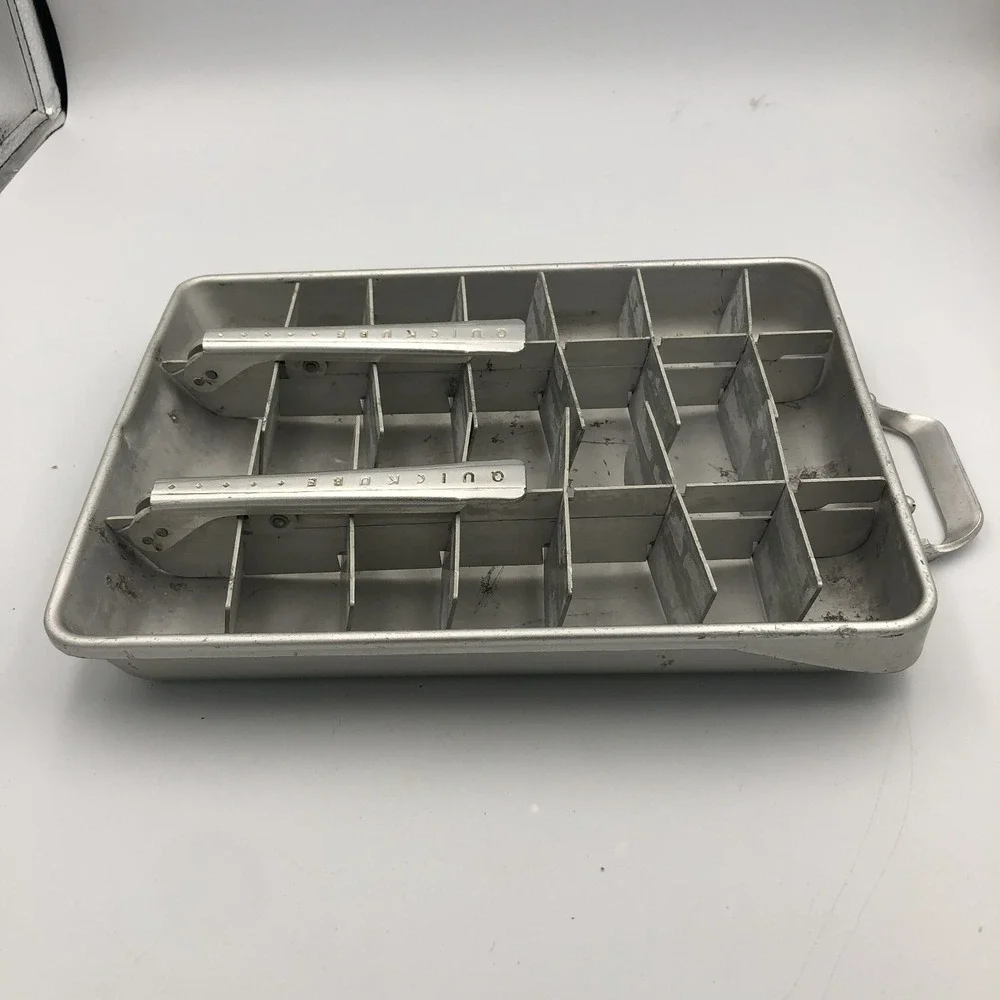 Vintage Double Fridgidaire Ice Cube Tray Quickube Aluminum Metal Quick‎ Release