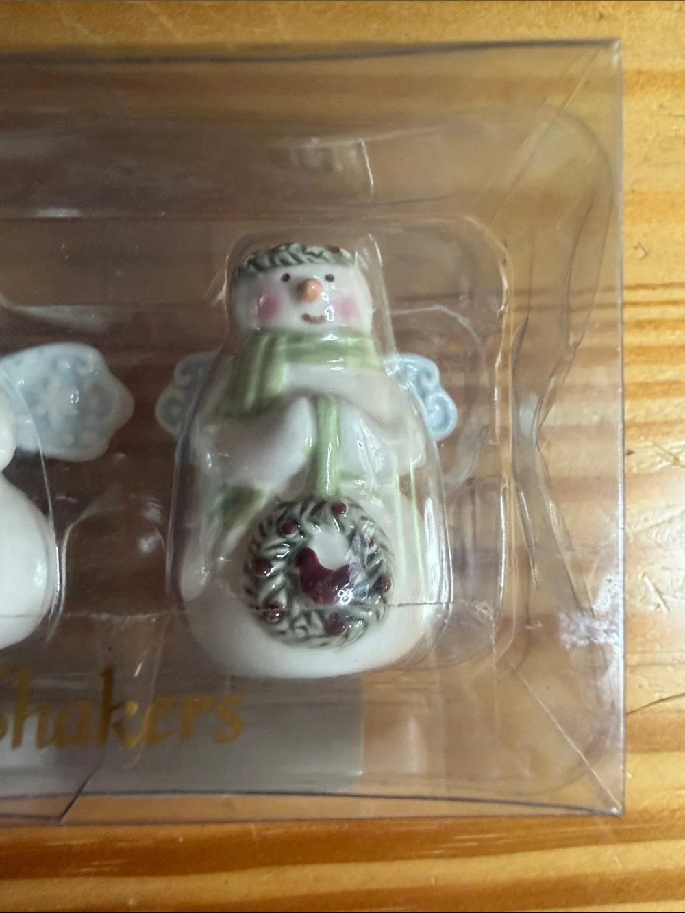 Amscan Little Shakers Miniature Ceramic Snowman Salt & Pepper Set NIB