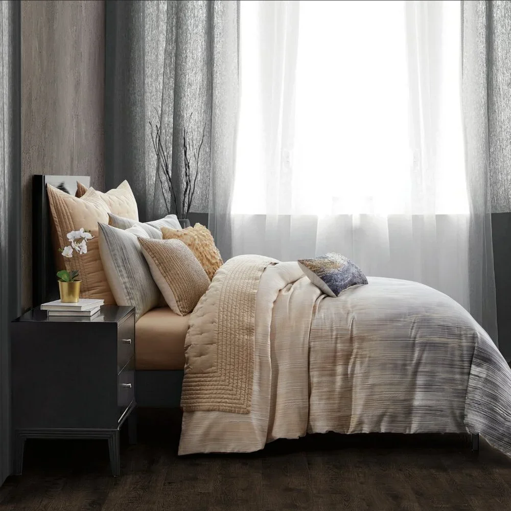 Donna Karan Home Ember King Duvet Cover Charcoal - Gold