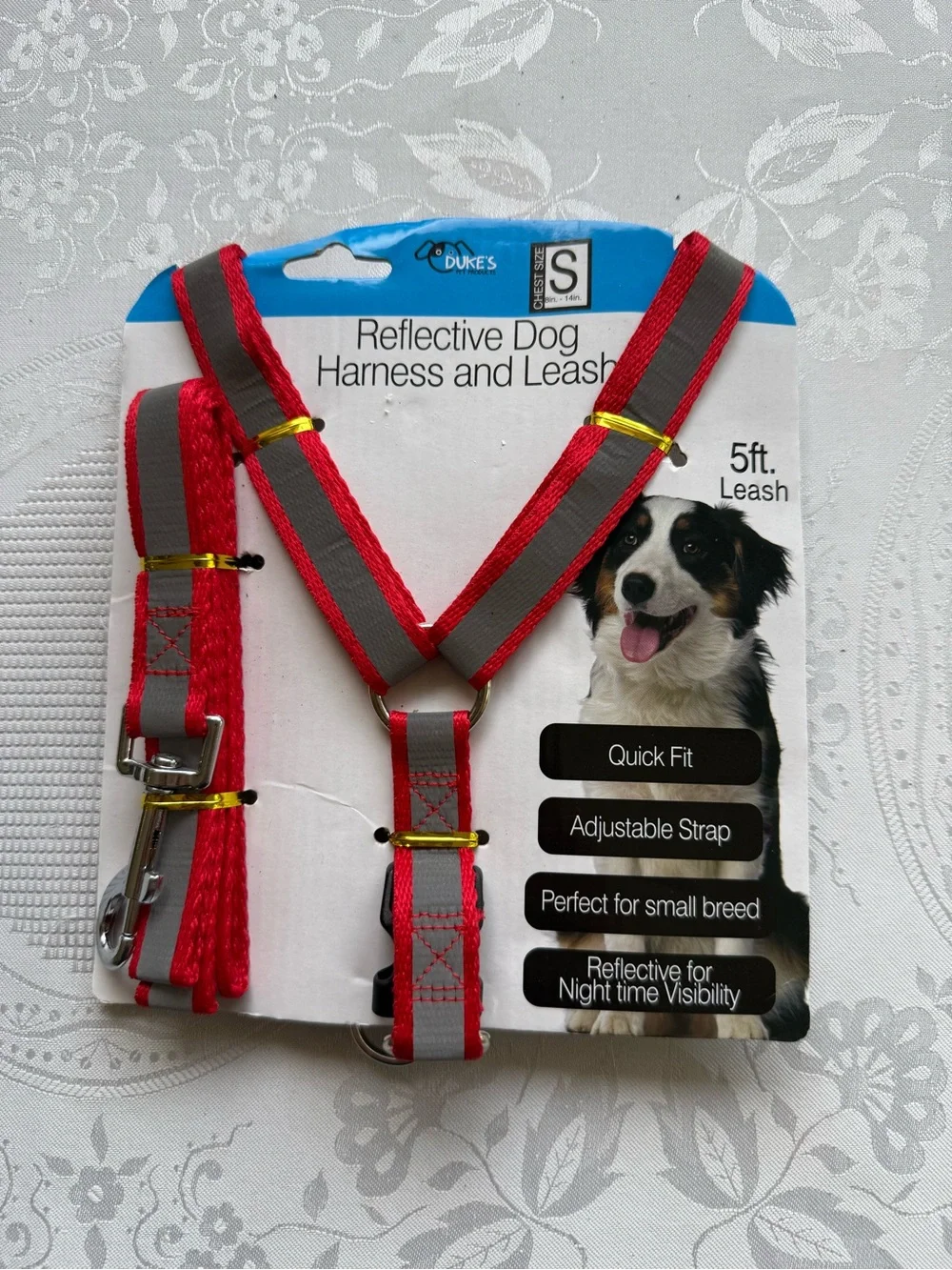 Dukes Reflective Red Dog Harness and Leash Set - Small 5Ft Leash Brand New