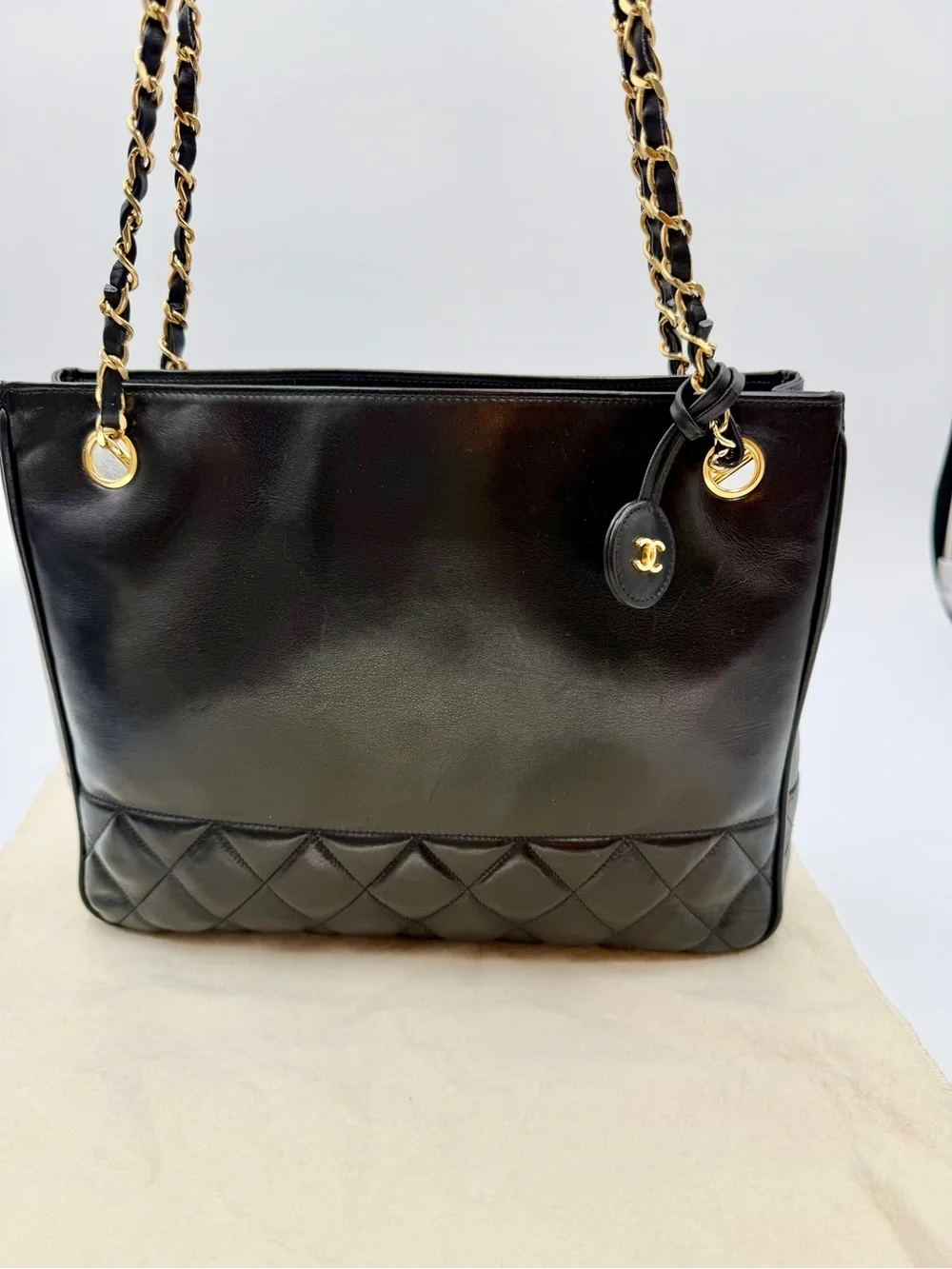 CHANEL Black Vintage Shoulder Bag  W/Authenticity Card, Dust Bag and Entrupy COA