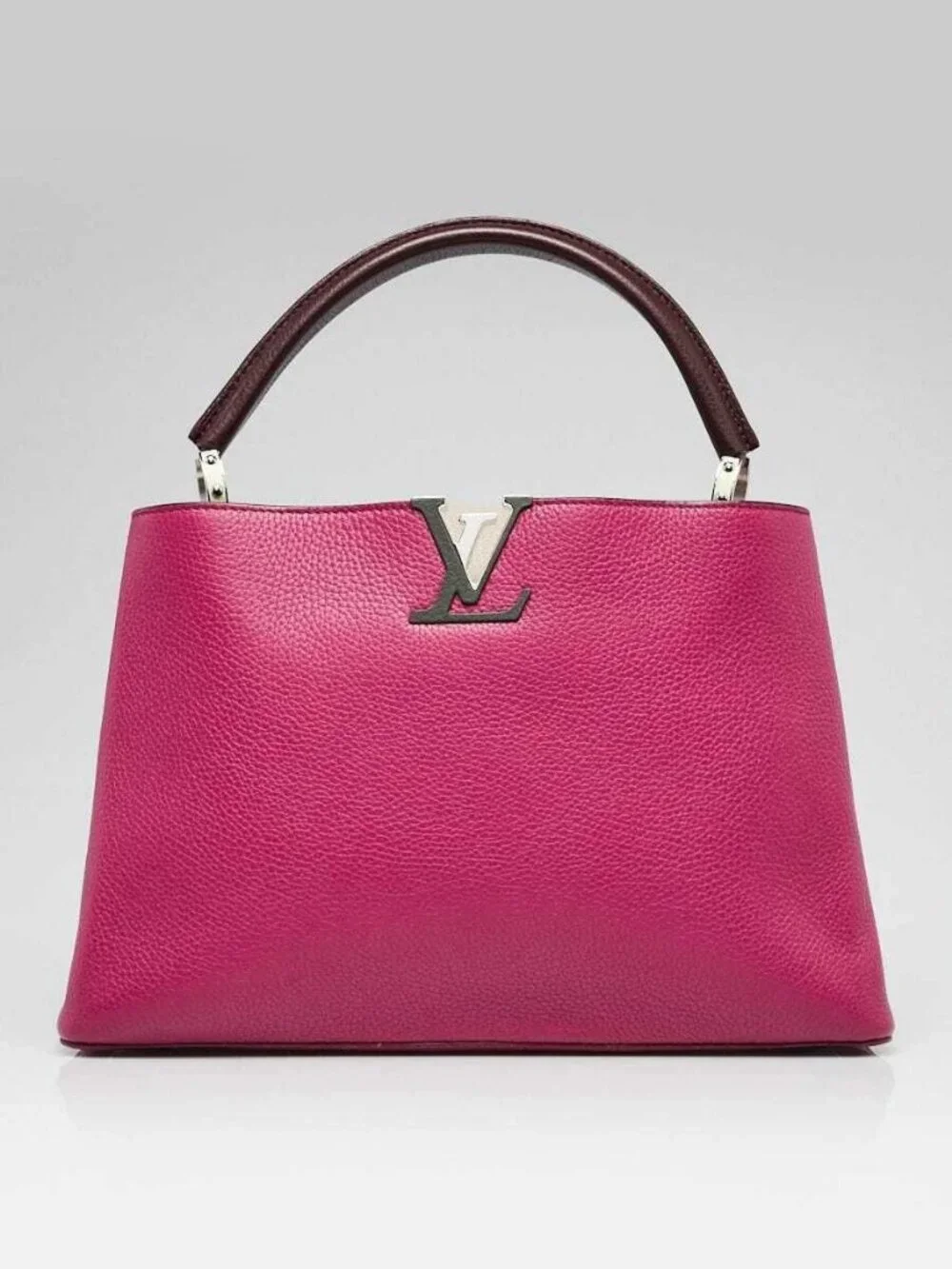Louis Vuitton Galet/Violet Taurillon Leather Capucines MM Bag