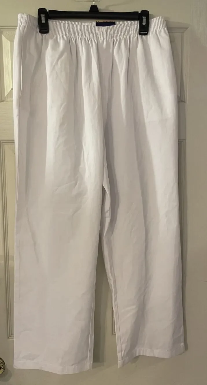 NEW TAGS Defunct Kmart Basic Editions Relaxed Fit White Casual Pants, Sz L