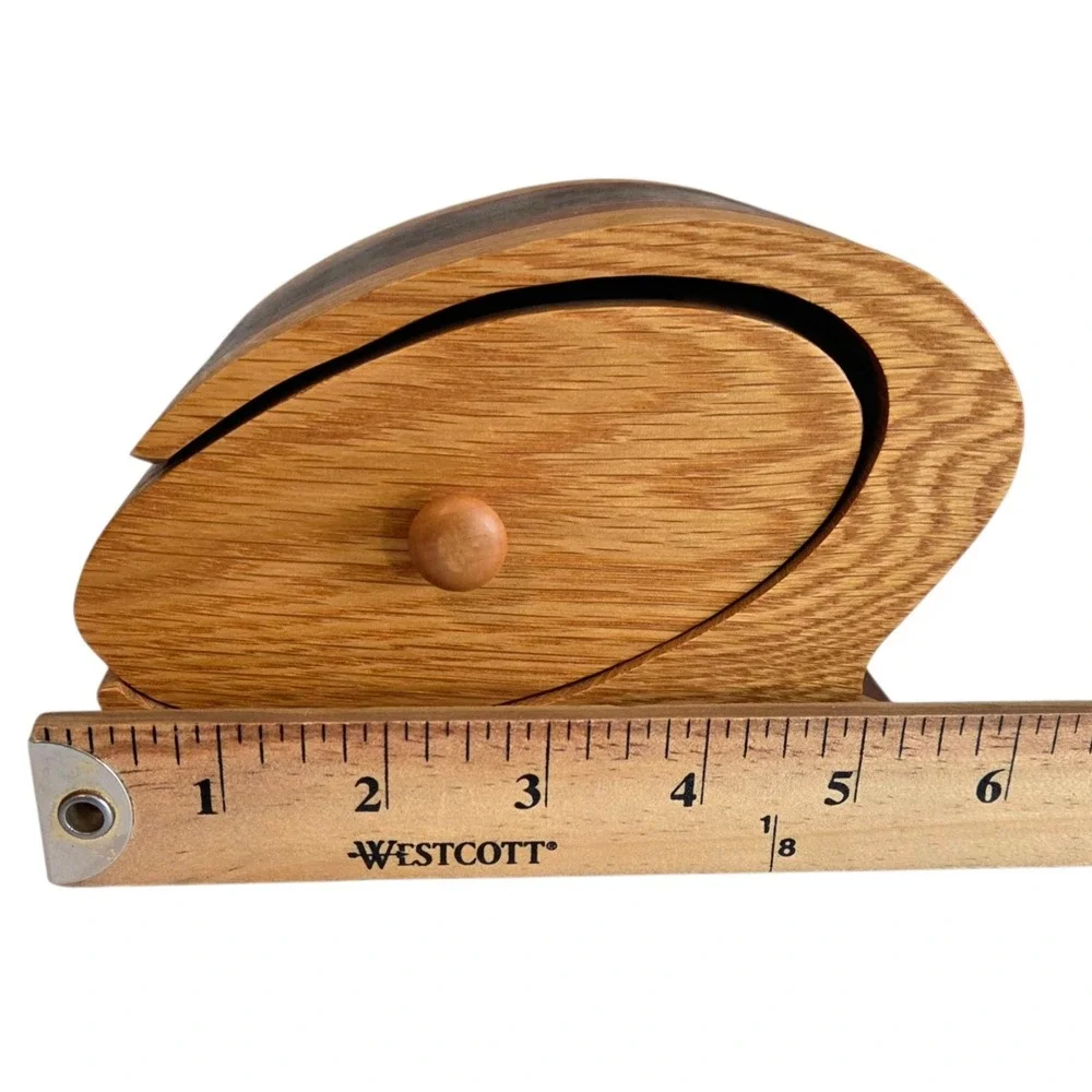 Handcrafted Artisan Bandsaw Wooden Jewelry Trinket Box Smooth Rounded Wood Grain