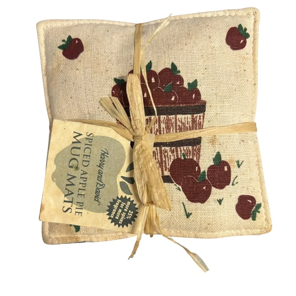 Harry and David Spiced Apple Pie Mug‎ Mats Set 4 Scented Cozy Kitchen Decor