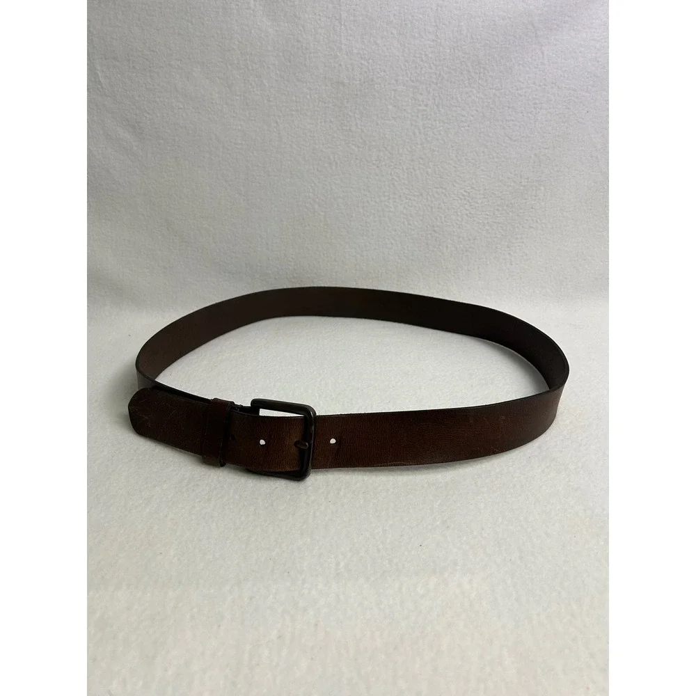 Rugged Distressed Pull&Bear Mens 51 Brown Genuine Leather Casual Buckle Belt
