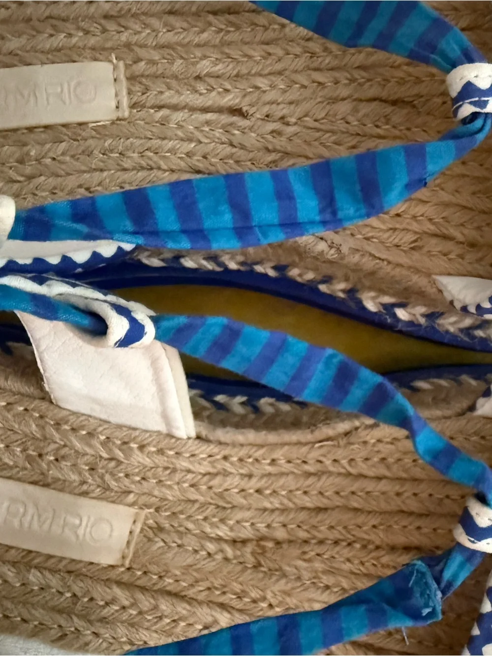 FARM Rio Blue and White Espadrille Platform Sandals