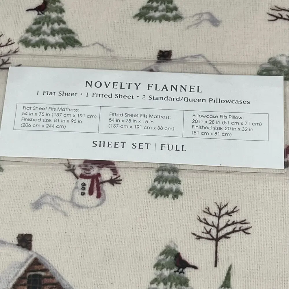 Charter Club Novelty Flannel fit 17” deep mattress - cabin and snowmen