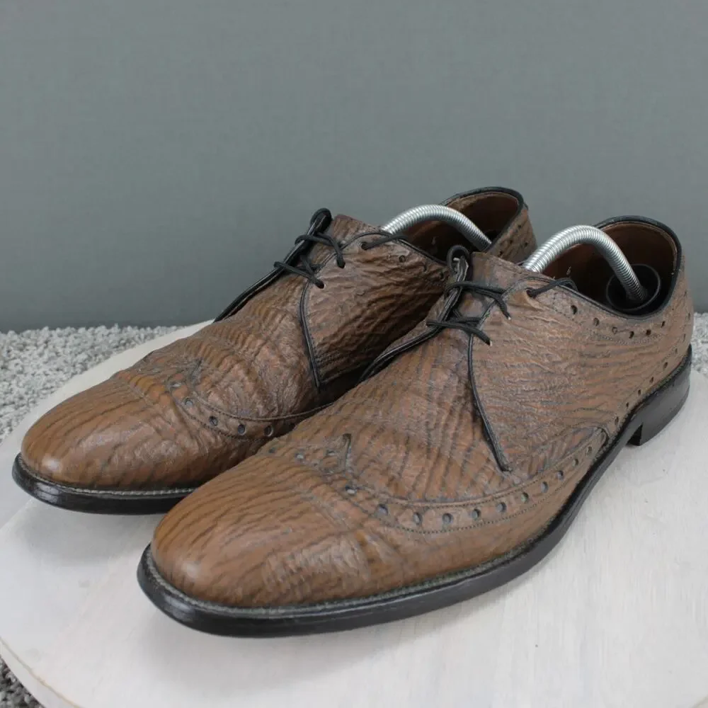 Allen Edmonds Nassau Sharkskin Mens 14 AAA Brown Leather Oxford Dress