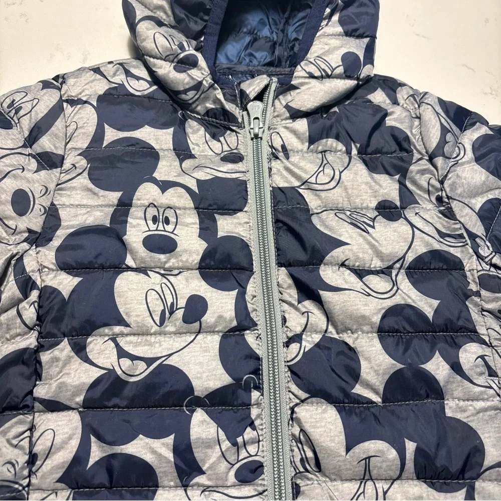 GAP Disney Mickey Mouse Hooded Puffer Jacket Navy Toddler Boys 2T