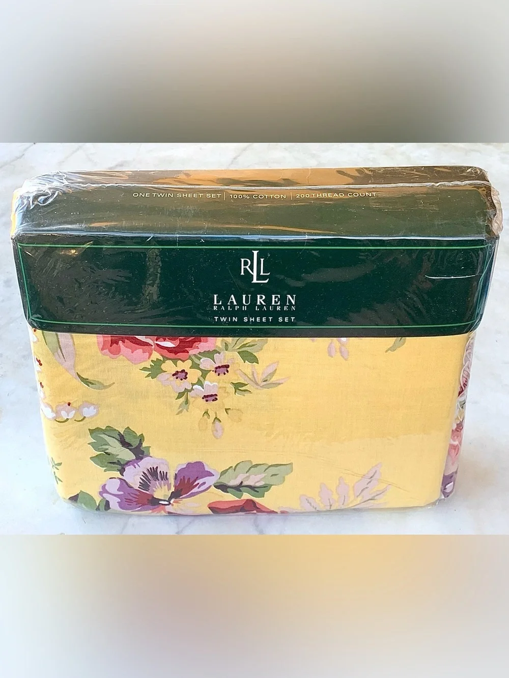 RALPH LAUREN BROOKE YELLOW FLORAL TWIN SET NWT VINTAGE
