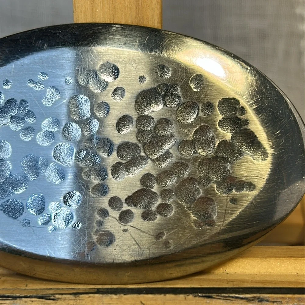 Abstract Silver colored handmade belt buckle made