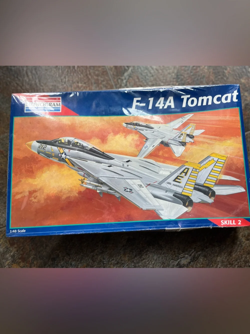 Vintage New sealed Revell-Monogram F-14A Tomcat model airplane.  Skill level 2