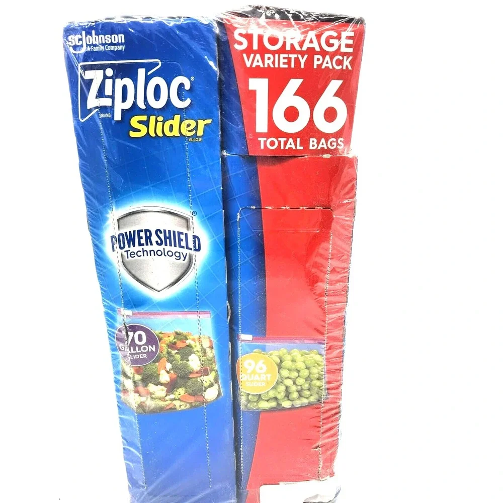 Ziploc Slider Variety Pack 166‑Count (96 Qt + 70 Gal) Food Storage Bags USA