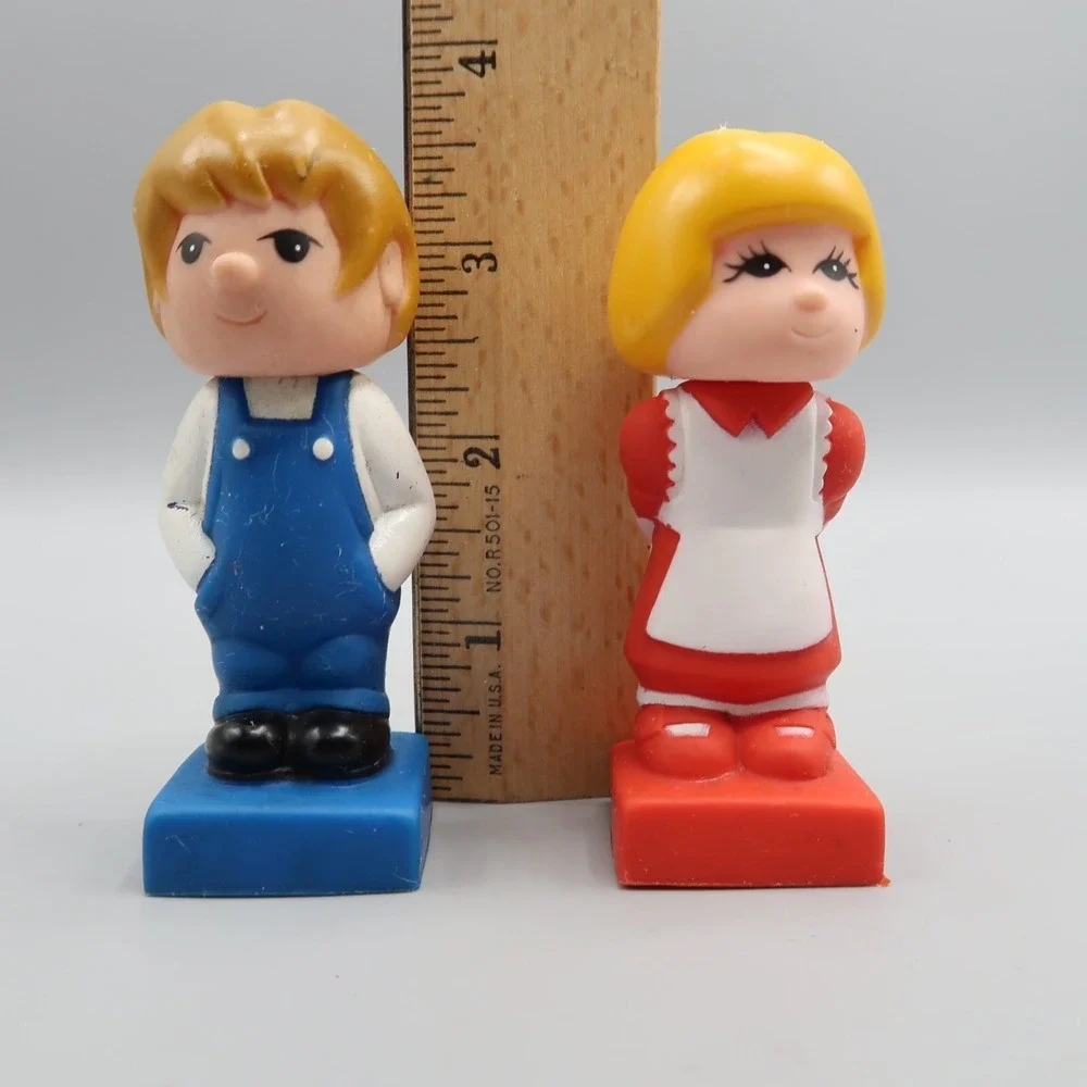 Vintage Tyco Super Blocks Block Family Pre-school Vinyl Figurine Toy Boy & Girl