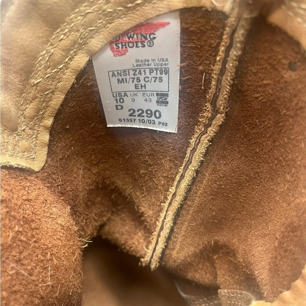 Red Wing Shoes Tan Leather Boots, size 10D