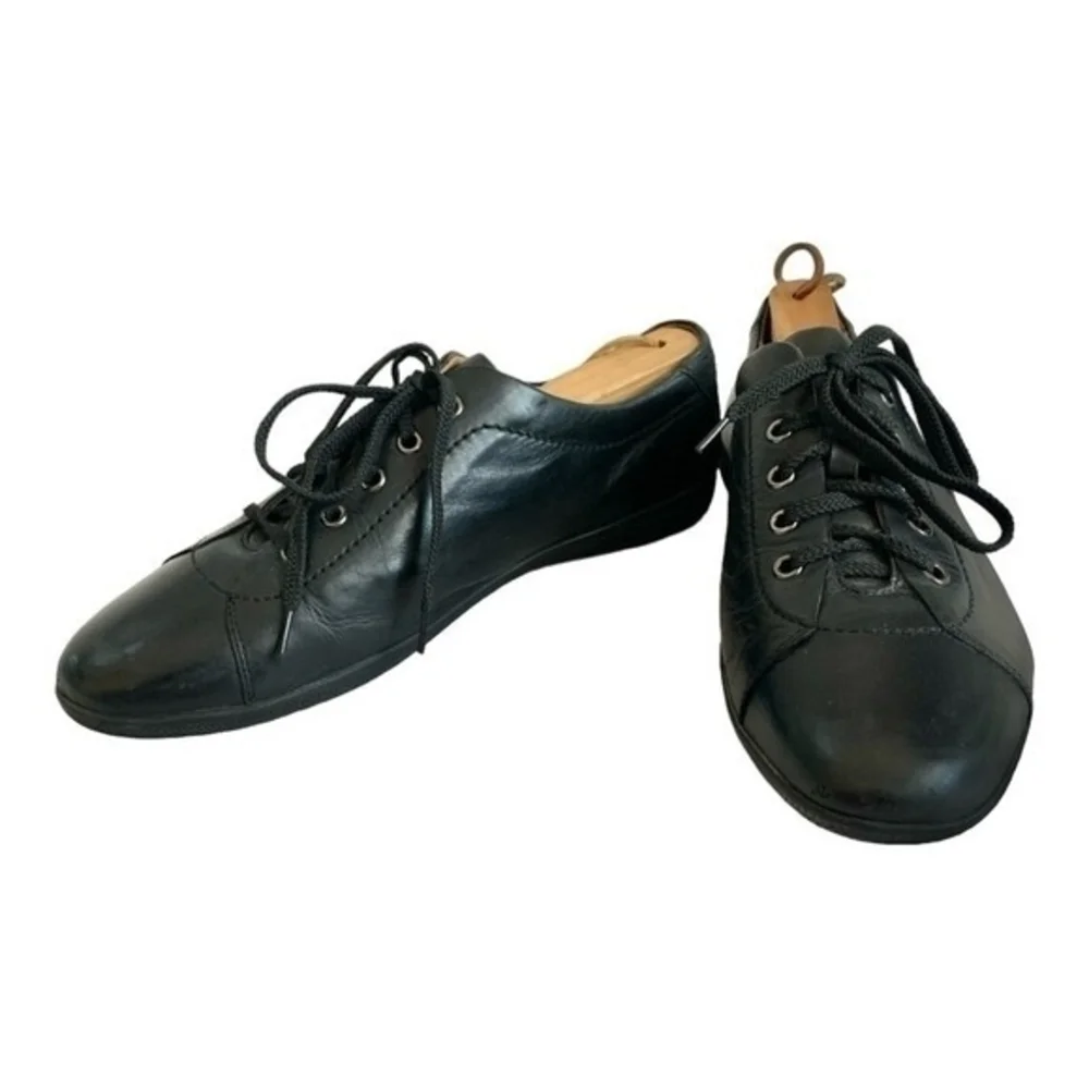 VITTO ROSSI Black Leather Lace-Up Sneakers Men’s Casual Comfy Shoes US 8