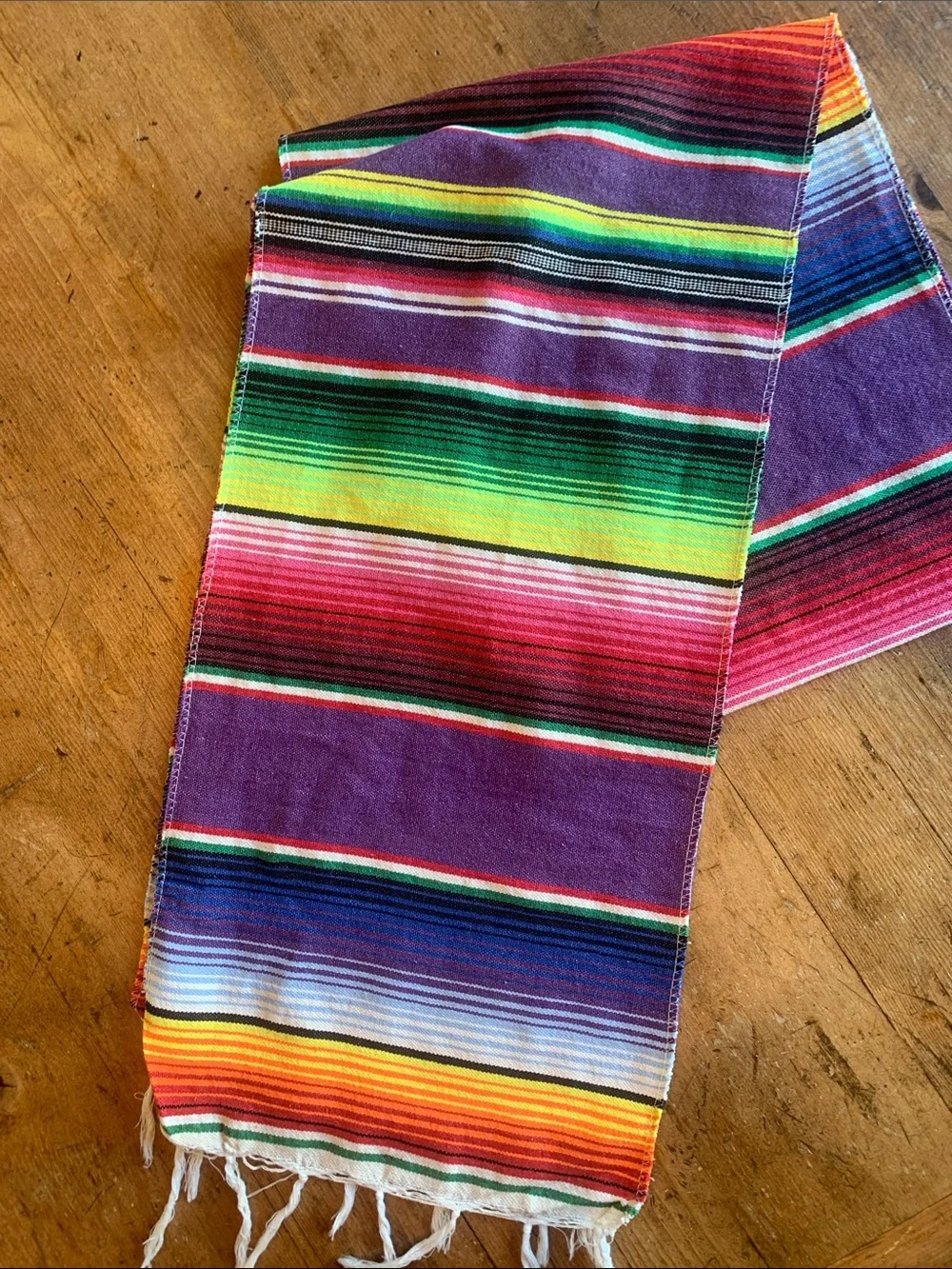 Vibrant Striped Table Runner and Napkin Set - Purple Multicolor
