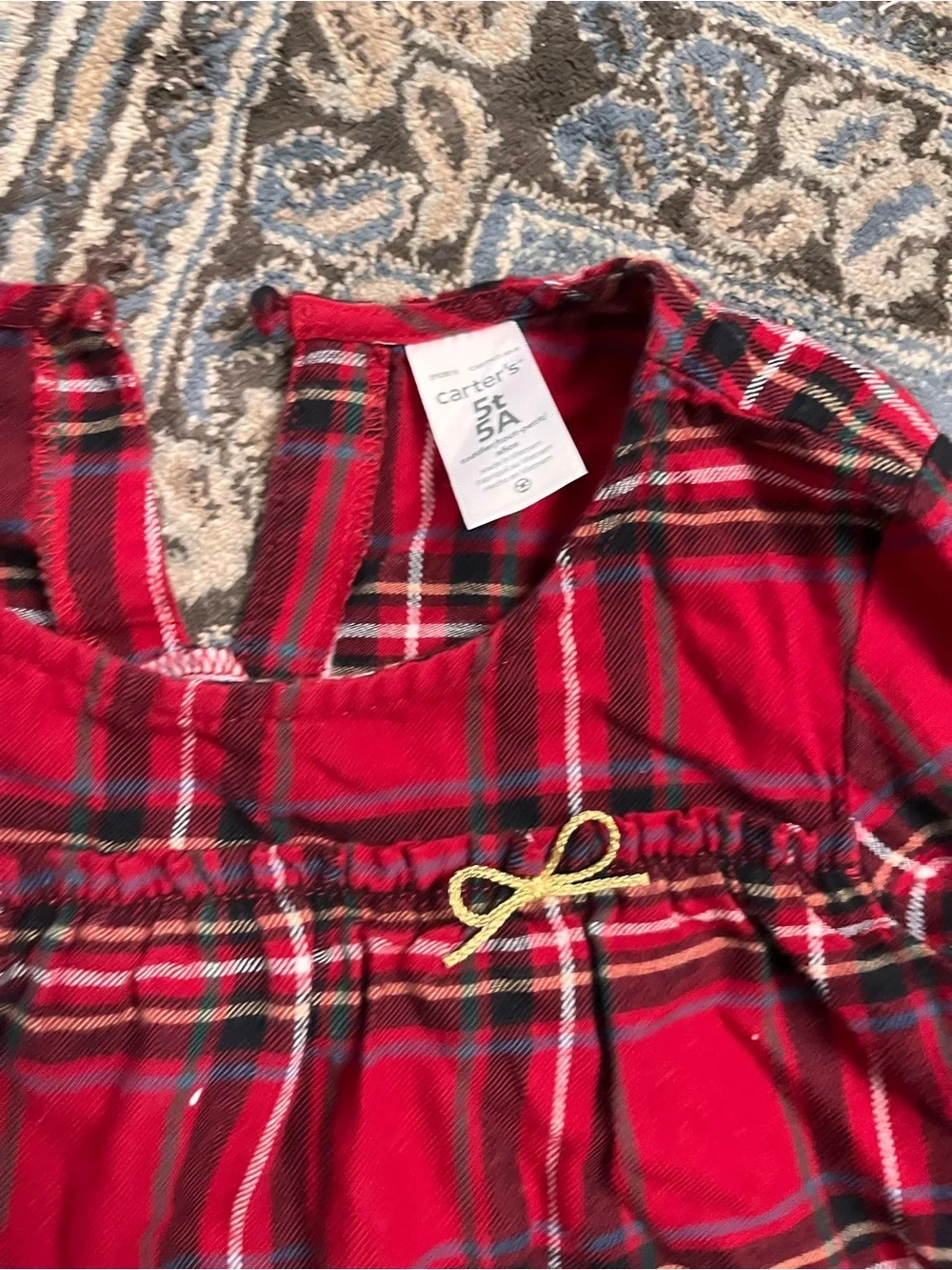 Carter's Red Plaid Long-Sleeve Peasant Top