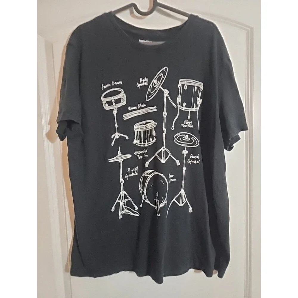 Banana Republic Drum Set Graphic BLACK Tee Tshirt - Men's Size XL