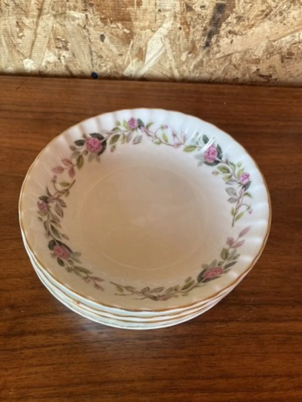4 Vintage Creative Fine China Regency Pink Rose Fruit Bowls 5.5