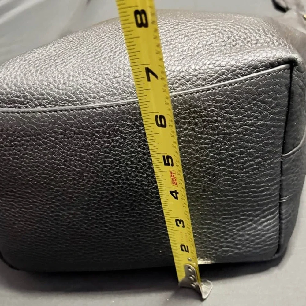 J.Crew Italian Leather Black Pebbled Hobo ShoulderBag SlouchyTote Brass Hardwear