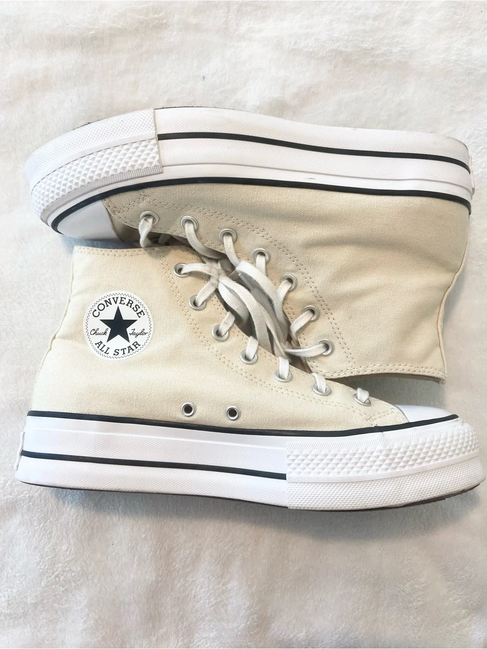 Converse High Top Platform Sneakers Cream