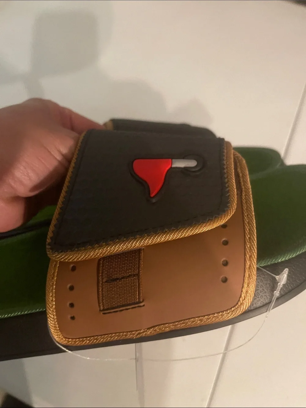 Golf-Themed Slide Sandals with Red Flag Accent