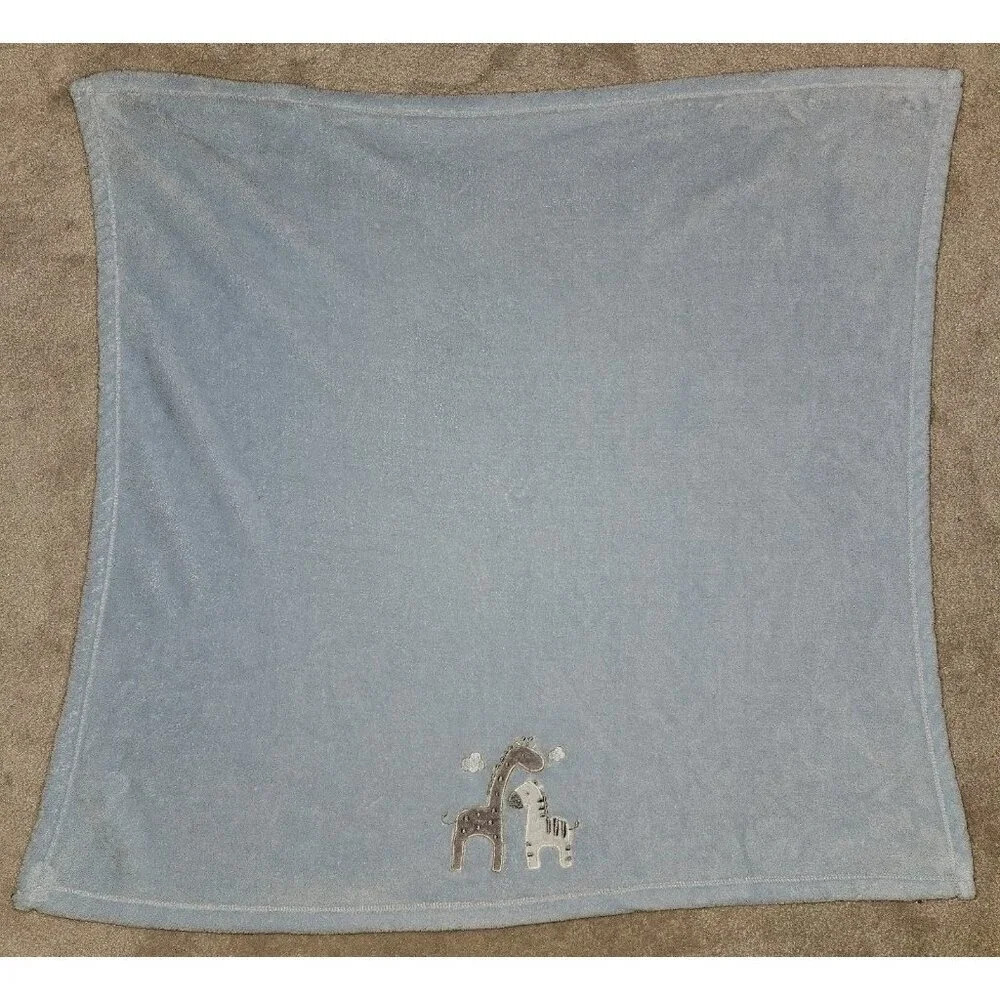 Baby Gear Blue Fleece Baby Blanket Gray White Giraffe Zebra Soft 30