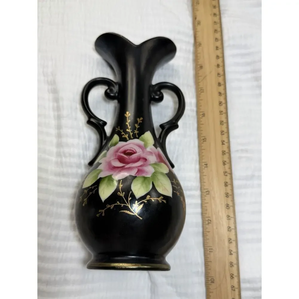 Vintage Hand Painted Pitcher Vase Original Arnart Creation Victorian Shabby Rose