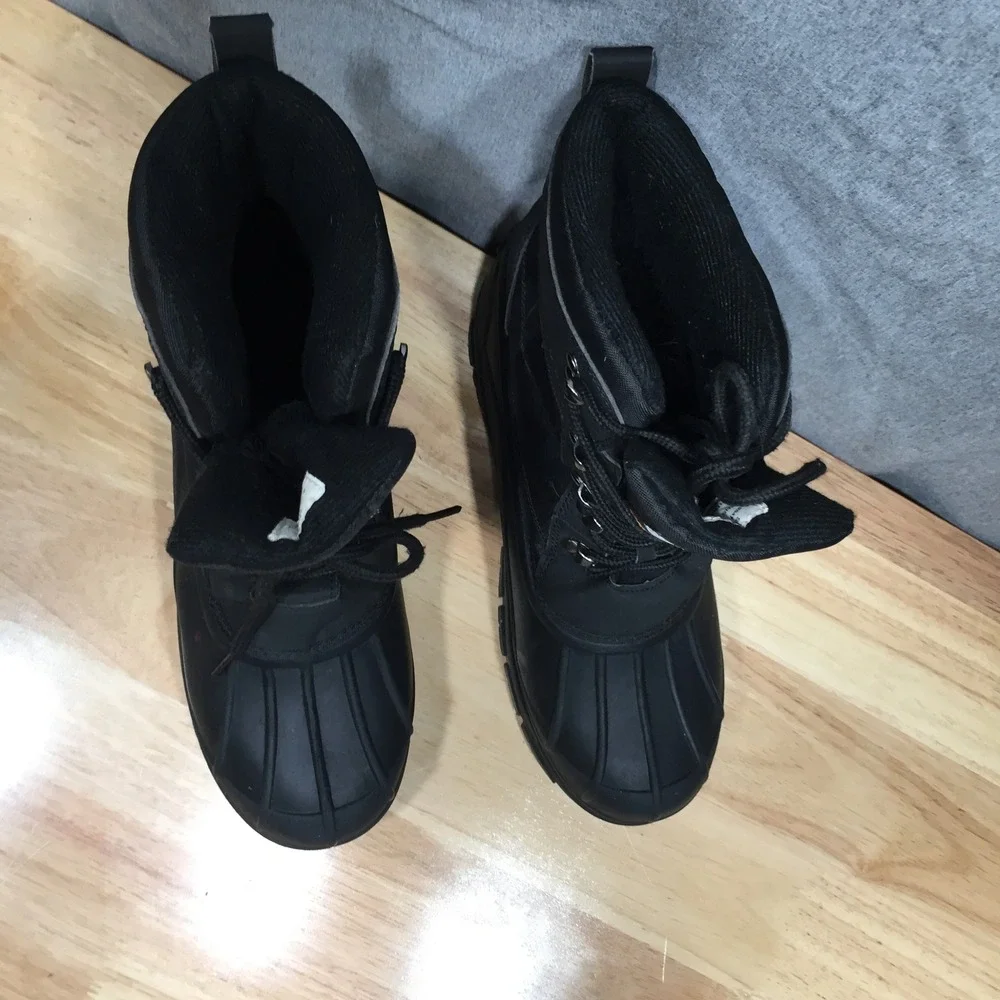 Akademiks Mens Snow Boots Winter Duck Boot Lace Up 8 Black Excellent