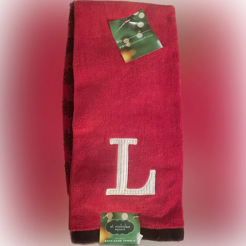 Monogram L and Buffalo Check 2‎ Pack Hand Towels.