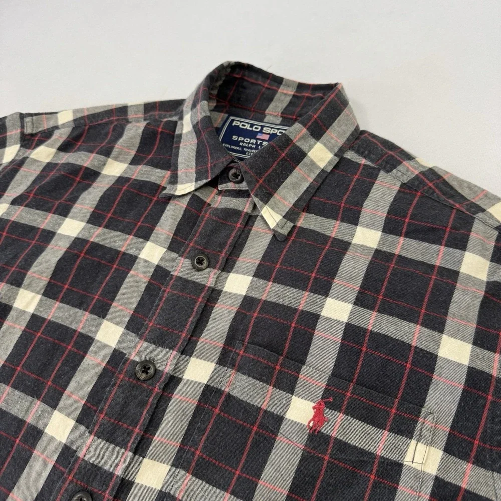 Ralph Lauren Polo Sport Sportsman Men's Flannel‎ Shirt Plaid Multicolor Medium