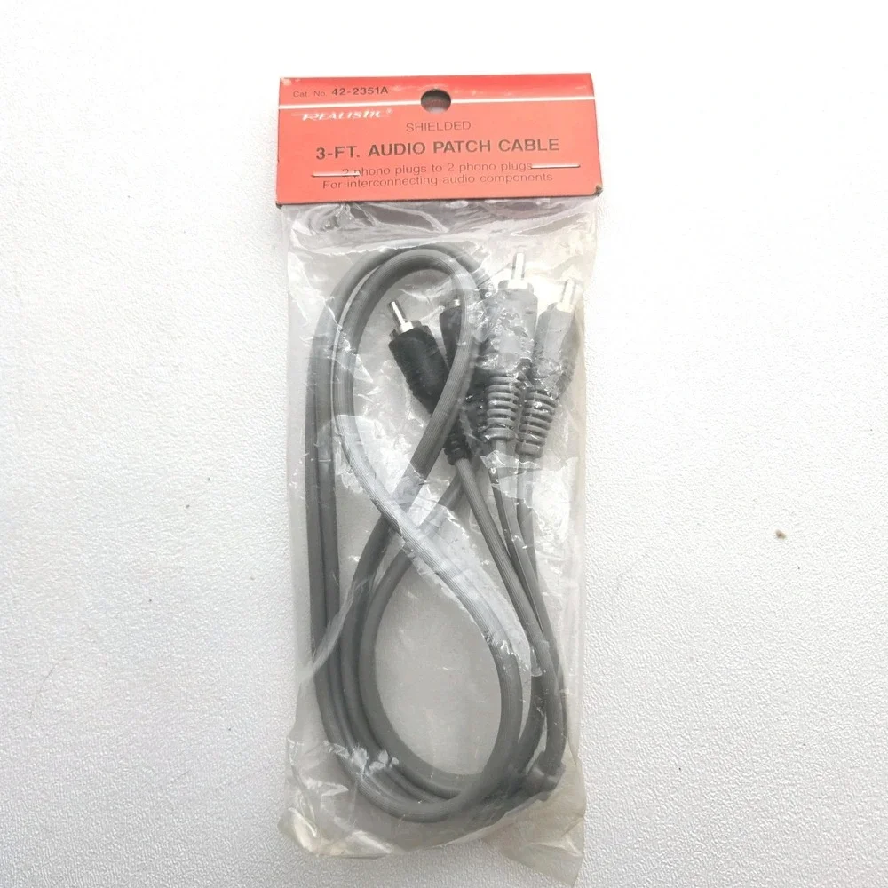 Vintage Radio Shack Realistic 42-2351A 3 Ft RCA Audio Patch Cable NOS Sealed New