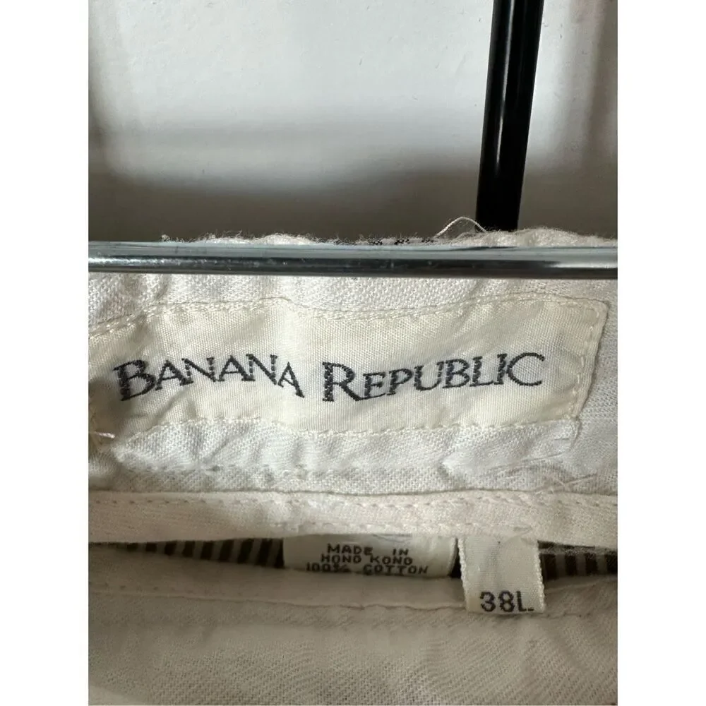Banana Republic Dress Pants Mens 38 Long Grey Striped Pleated Cuffed Vintage Sus