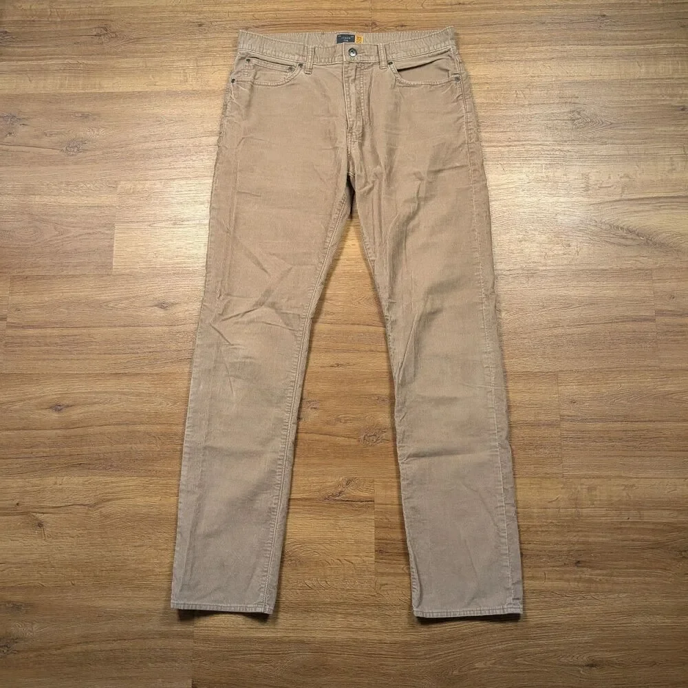 J Crew 770 Straight Fit Corduroy Pants Men 32x34 Beige City Cotton 5 Pocket