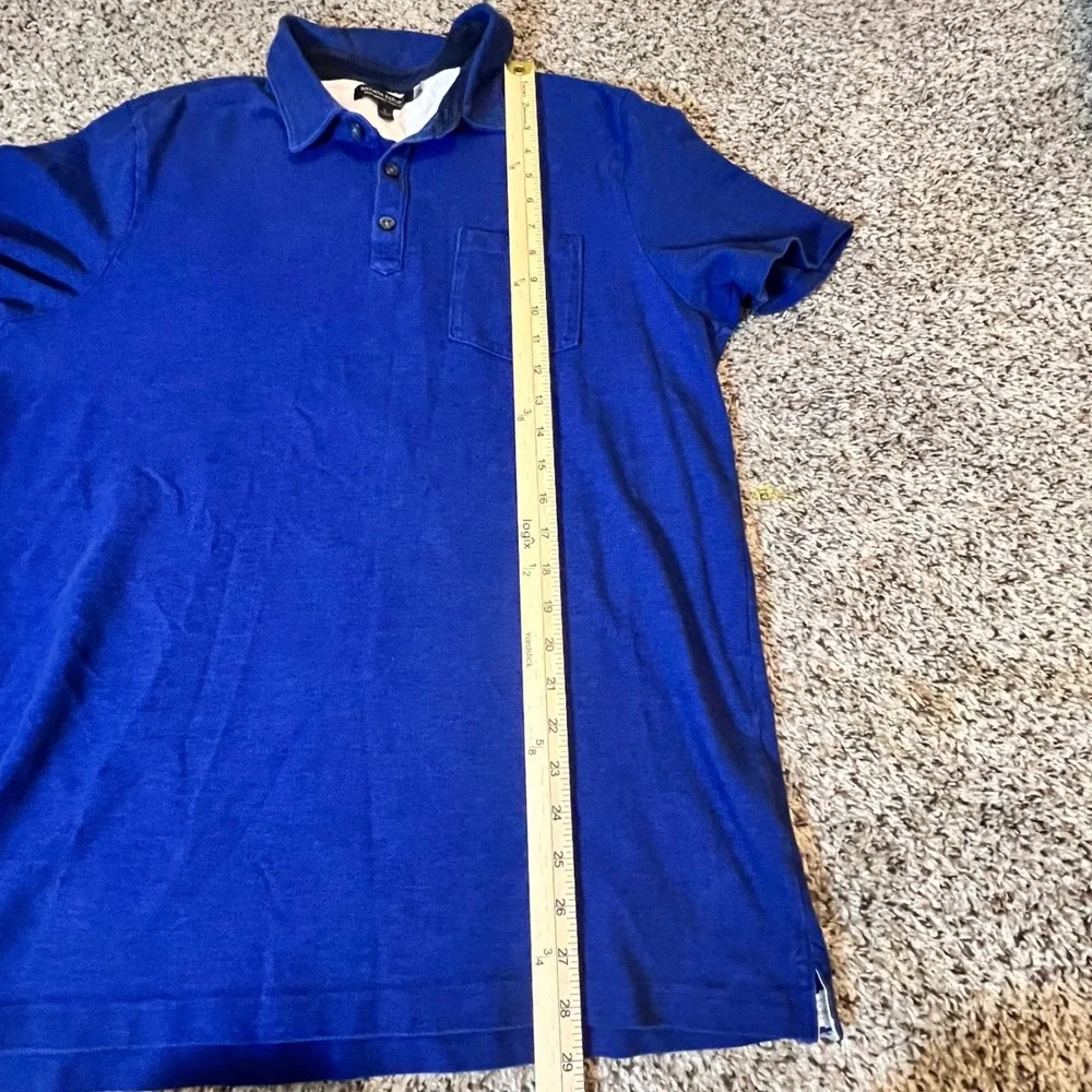 Banana Republic Men Performance Pique Polo Shirt Royal Blue Large Stretch Pocket