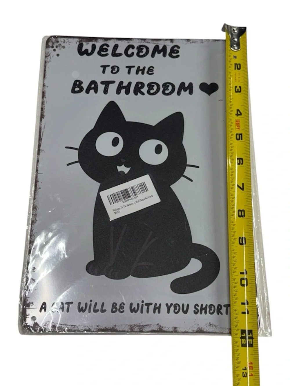 8x12 inch cat themed bathroom metal sign brand new never used or displayed!