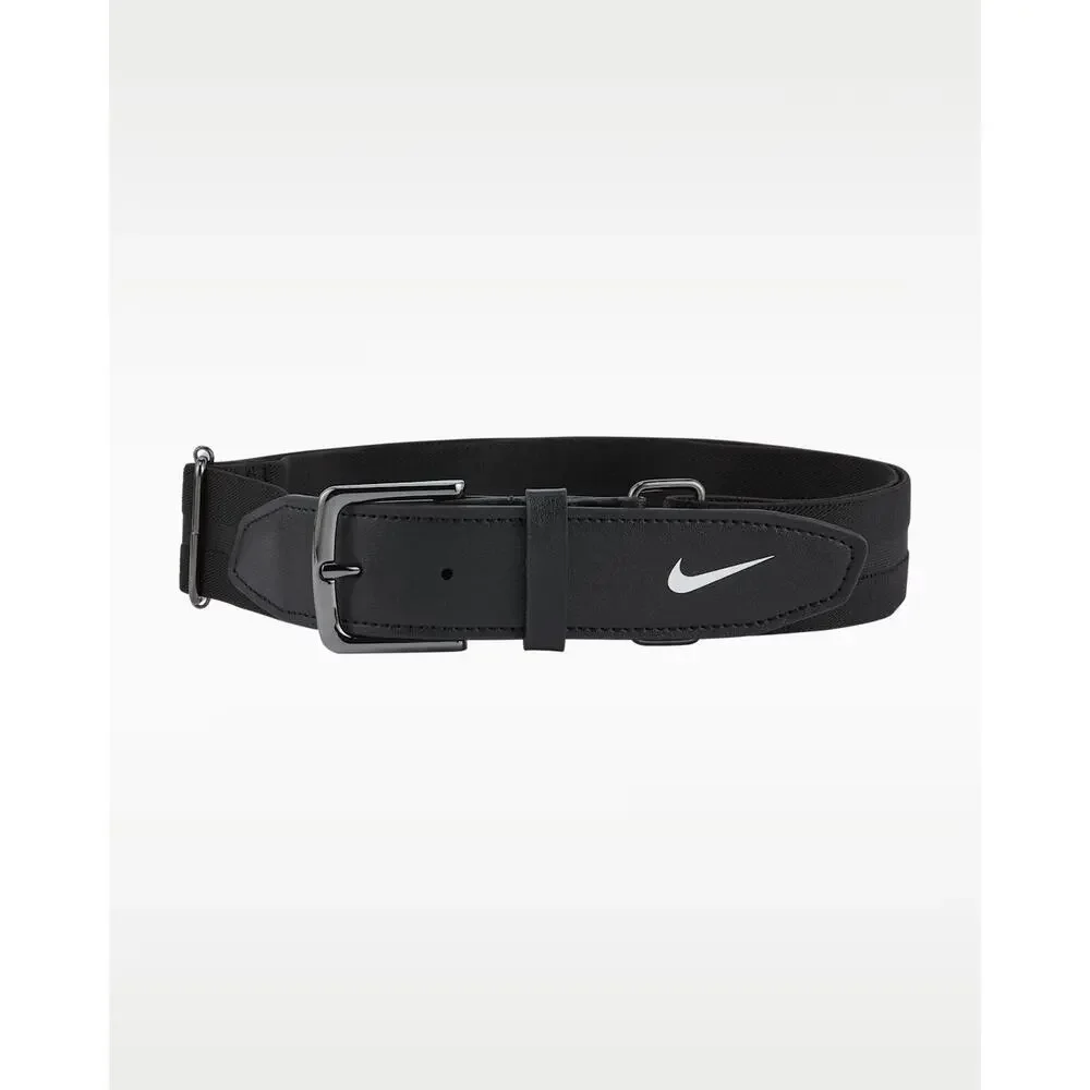Nike Baseball Belt 2.0 Stretch Adjustable Gun Metal Buckle Black