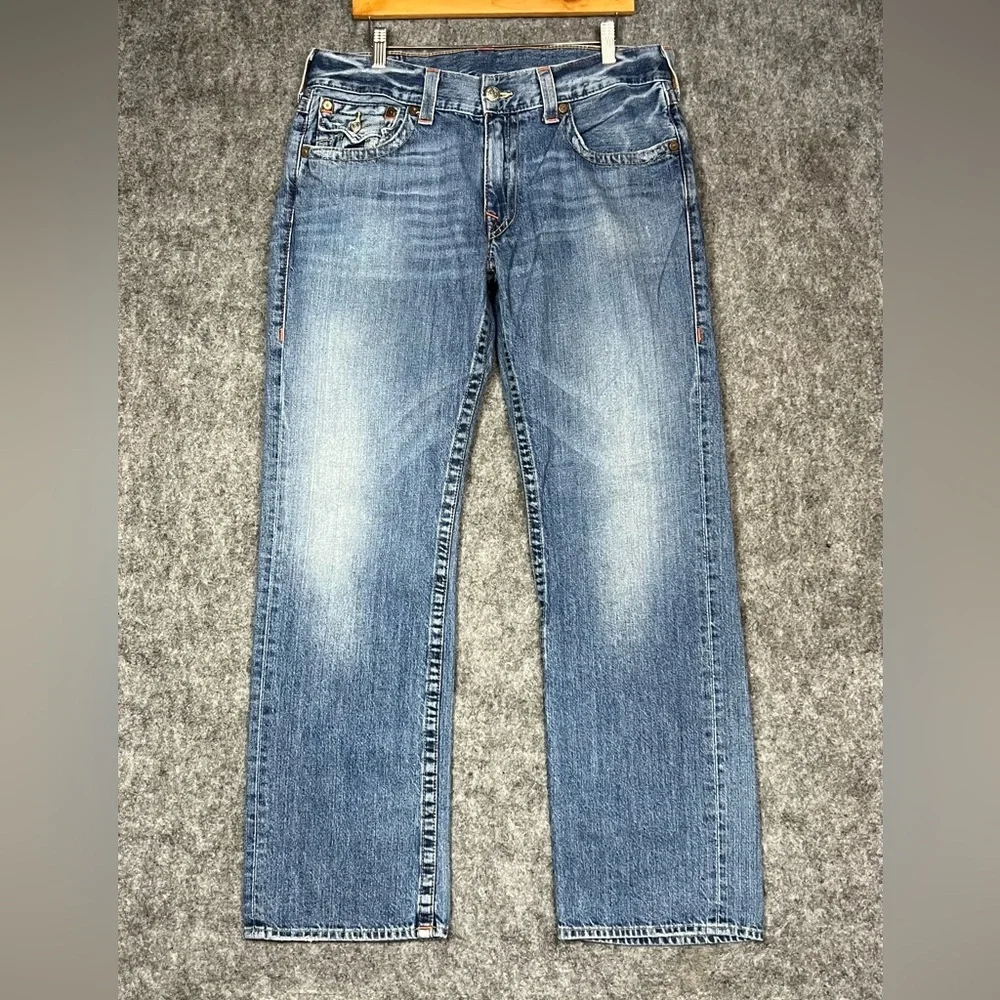 True Religion Light Blue Straight Jeans 36x32