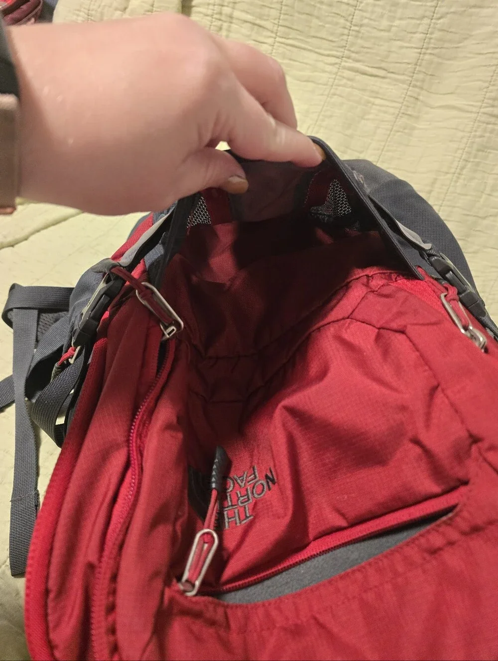 The North Face Recon Red and Gray  Hiking Backpack