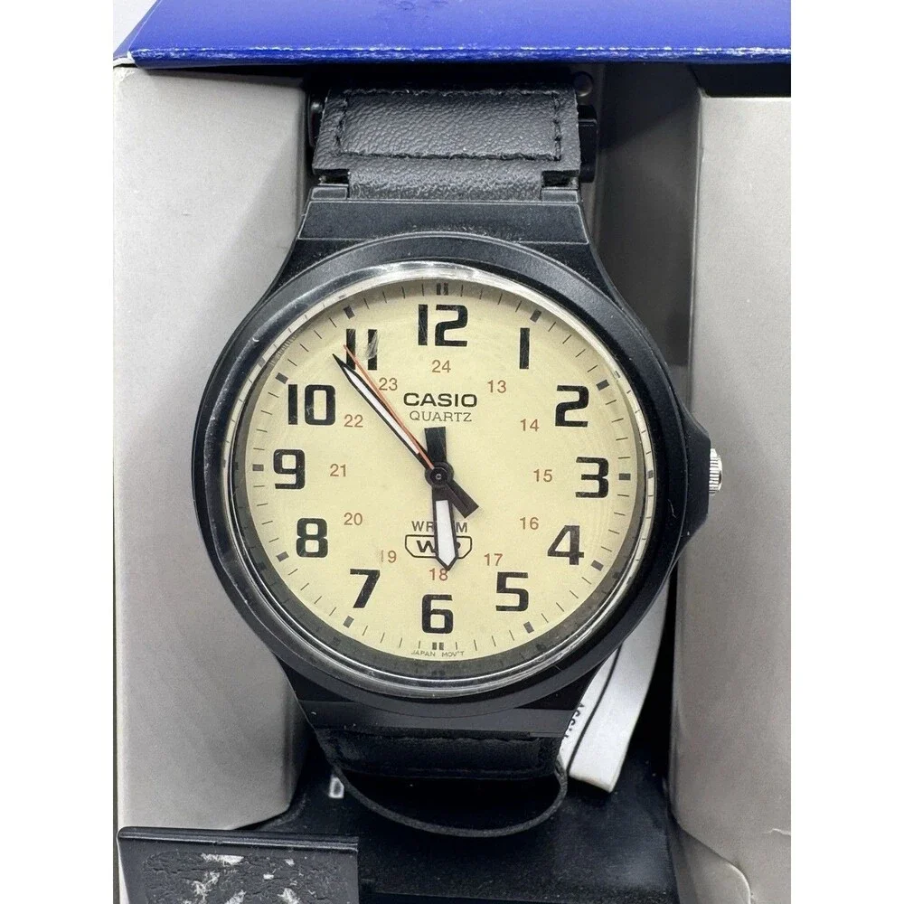 Mens Casio MW240B-3BV Analog Watch Green Nylon Hook & Loop Fastening Band 43mm
