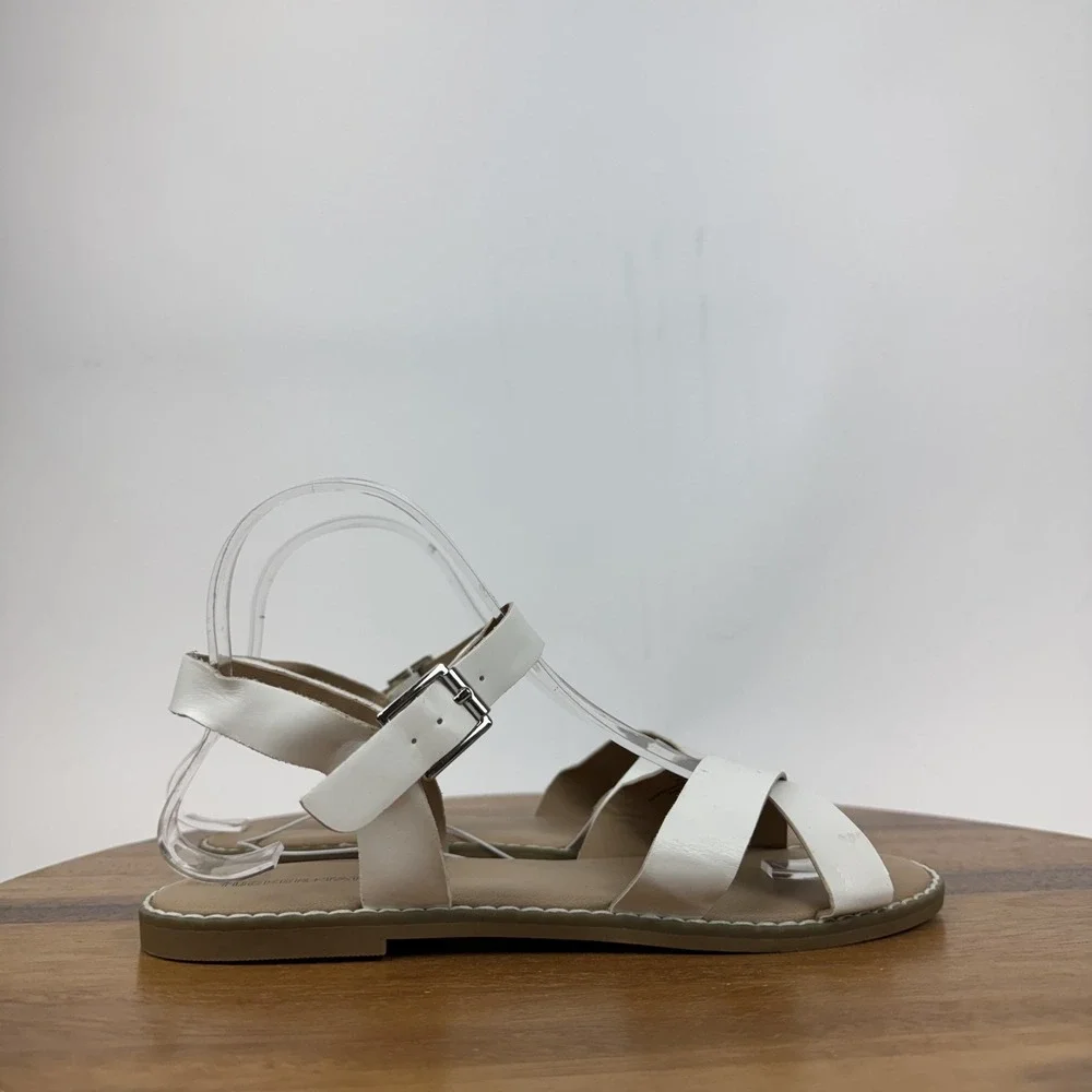 New Girls Big Kids Tucker + Tate Tarya White Strappy Adjustable Sandals Size 5 Y