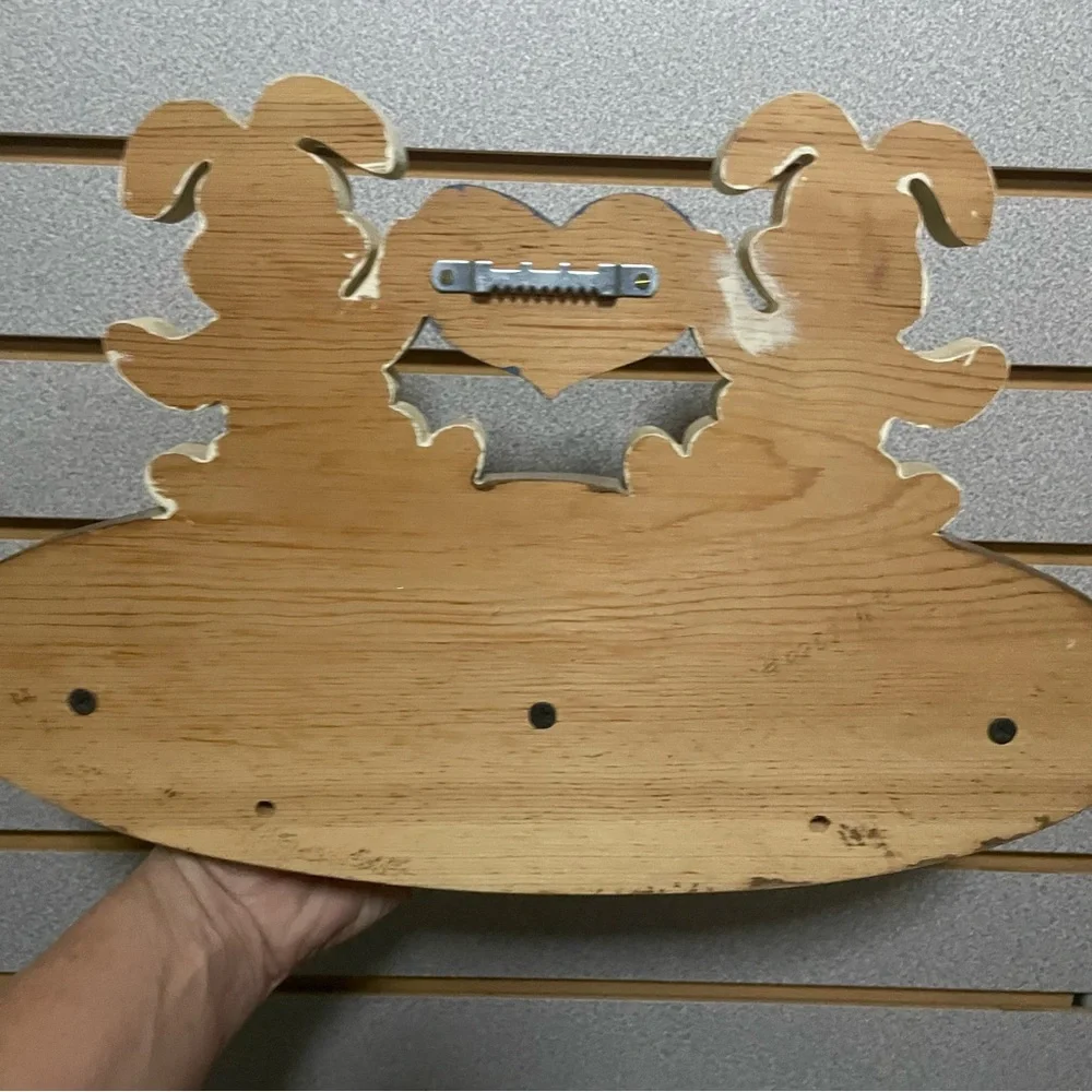 Vintage Bunny Rabbit Wood Shelf With Pegs Coat Hooks Name HOLLY‎
