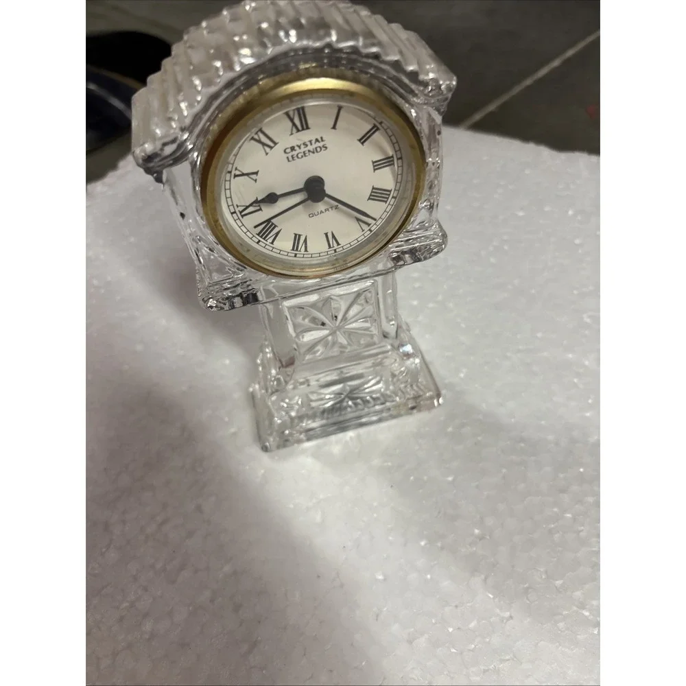 Vtg Godinger Crystal Legends Quartz Clock Tabletop Grandfather 24% Lead Crystal