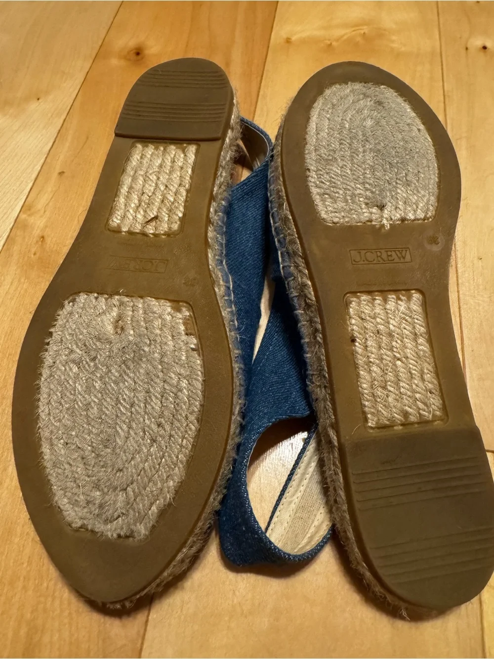 J. Crew Blue and Black Espadrille Slingback Flats