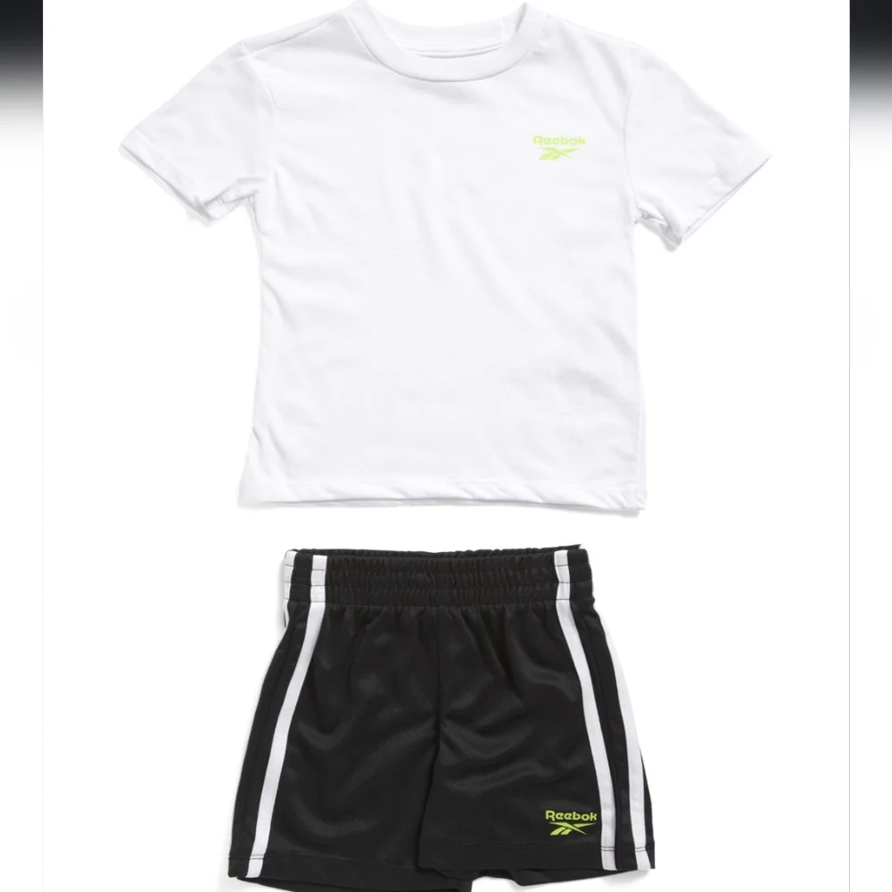 Reebok White Tee and Black Shorts Set Size 6 New